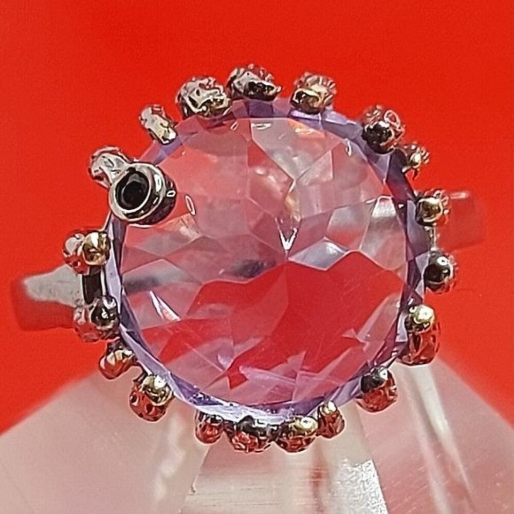 Amythest & Black Spinel 925 Silver Ring Protection From Emotional Vampires